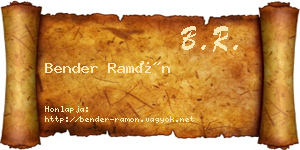 Bender Ramón névjegykártya
